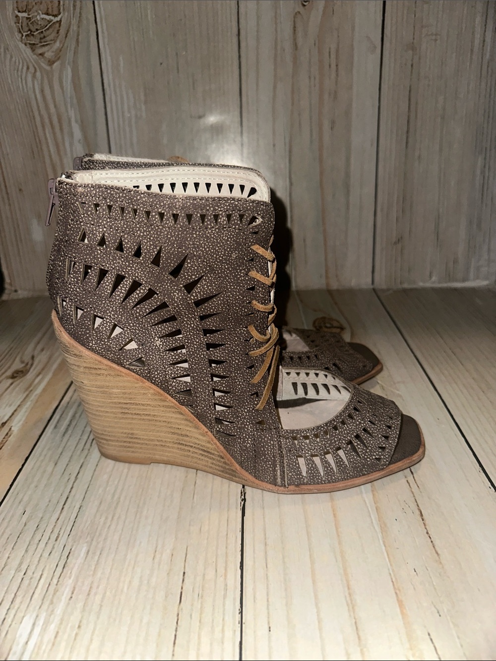 Jeffery Campbell Cutout Lace-Up Wedge Sandals